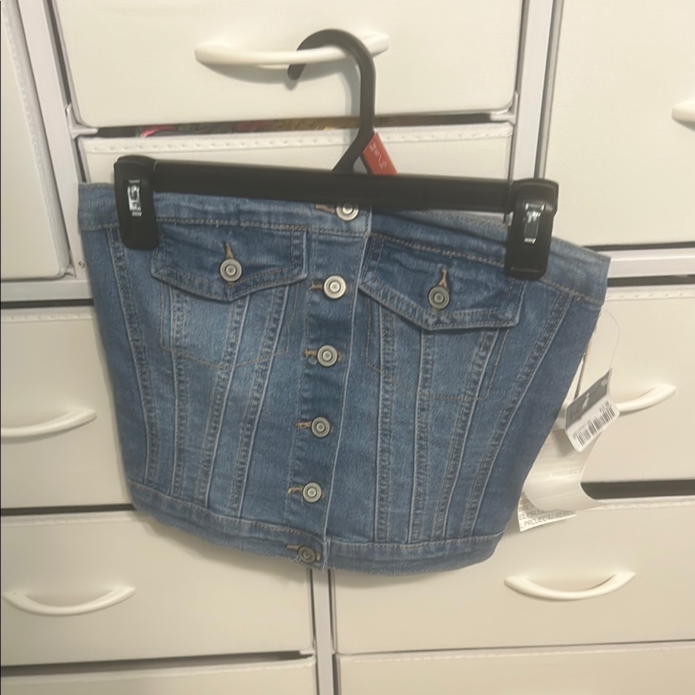Denim Button-Up Women's Tank Top